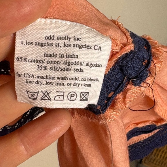 NWT Anthro Peach Sleeveless Top with Navy Floral Embroidery - Picture 9 of 16